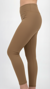 Women High Waist Mocha <b>Cream</b> Gym <b>Leggings</b> Custom OEM Compression Yoga Pants Fitness Activewear - Product Image 3