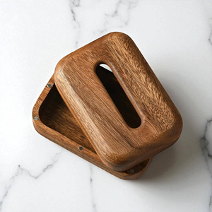 กล่องใส่กระดาษทิชชูไม้กระถินเทศทำมือระดับพรีเมียม ดีไซน์คลาสสิก ทันสมัย สำหรับตกแต่งบ้าน ห้องนั่งเล่น ห้องครัว ห้องนอน ใช้บนโต๊ะ - Product Image 1