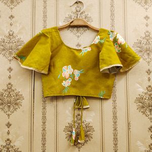 Conjunto de Lehenga Choli para Niñas Shoryam Fashion, Color Verde Oliva Estampado, Completamente Cosido, Ropa Étnica |   Calidad de Exportación Premium para Niñas - Product Image 3