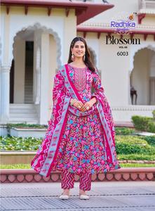 Ropa étnica india Conjunto LARGO DE Anarkali Kurti Ropa de mujer Mujer India Kurti Impreso Kurtis indio con pantalones Palazzo Dupatta - Product Image 5