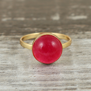 Trendy 925 Sterling Silver <b>Ring</b> Gold-Plated <b>Fashionable</b> Fine Jewelry With Natural Rhodonite Gemstone Bezel Setting For Weddings - Product Image 4