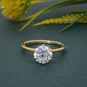 Élégant IGI Certifié VVS 1Ct Lab Grown Diamant Plaqué Or 925 Argent 6 Prong Solitaire Bague de Fiançailles Fine Bijoux Pour Femmes - Product Image 6