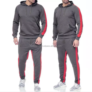 Survêtement personnalisé blanc pour homme, survêtement confortable en coton, fermeture éclair, bande latérale, vêtements d'entraînement - Product Image 1