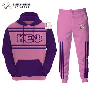Ensemble de survêtement en molleton rose et violet Kapa Epsilon Psi, deux pièces, jogging, vêtements de fraternité grecque, broderie 2011 - Product Image 2