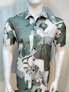 Camisa Hawaiana de verano para hombre 2023 OEM, estampado geométrico Floral, manga corta, 100%, algodón transpirable, ropa informal para playa - Product Image 2