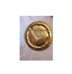 Plaque de chargeur en laiton Table de fête de mariage d'hôtel Plaque de chargeur en laiton doré poli brillant décoratif - Product Image 5