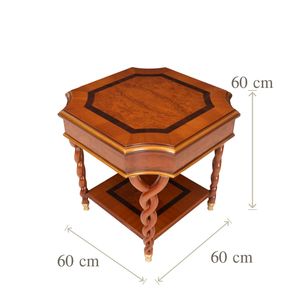 Mesa Auxiliar Octogonal de Lujo en Madera de Caoba con Dos Niveles de Almacenamiento y Patas en Espiral Talladas a Mano para un Interior Clásico del Hogar - Product Image 6