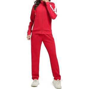 Ensemble de survêtement sportif pour femme de qualité supérieure, à capuche, uni, coupe ajustée, tissu respirant, tenue de jogging, vêtements décontractés de fitness - Product Image 1