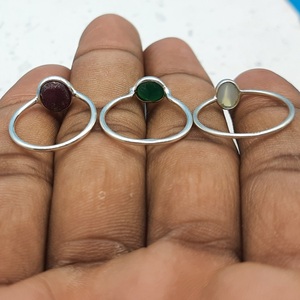 Rainbow Moonstone Bezel Silver <b>Ring</b> Handmade Dainty and Minimalistic Wedding Jewelry with Diamond and <b>Pearl</b> Light Weight - Product Image 4