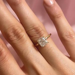 8mm Cushion Cut Diamond Engagement <b>Ring</b> | <b>Solitaire</b> Bridal Wedding <b>Ring</b> | Sterling <b>Silver</b> 18K Gold Plating Minimalist <b>Ring</b> - Product Image 2