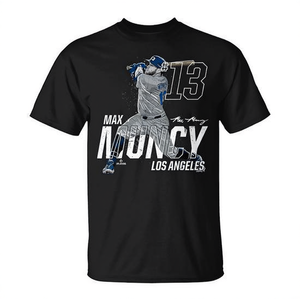 Maglietta da baseball Max Muncy Los Angeles con pose dinamica, maglietta promozionale MLBPA - Product Image 2