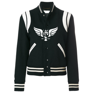 Relaxed Fit Embroidered <b>Short</b> College Varsity <b>Jacket</b> for <b>Women</b> Woolen ODM Warm Feminine Fit Soft Lining Long <b>Sleeve</b> Lightweight - Product Image 3