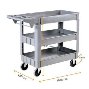 Best Quality 3 Tier 500LBS Plastic Rolling Utility Cart With 360 Swivel Wheels Heavy Duty Utility Service Cart <b>Storage</b> - Product Image 2