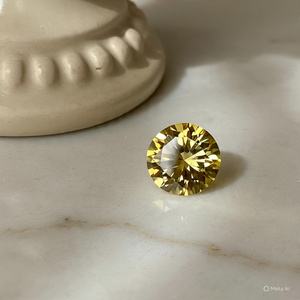 Moissanite de qualité supérieure, taille brillant, couleur jaune D, pureté VVS1, créé en laboratoire, 9,25 Moh's, 11,5 mm, en vrac - Product Image 4