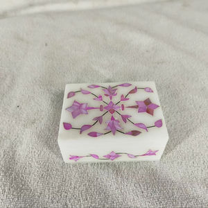Mother-of-Pearl Semi-Precious Inlay Marble Jewelry <b>Box</b> Pink Floral Design, Artisan Gift <b>Box</b> Natural Stone Storage at Best Price - Product Image 1
