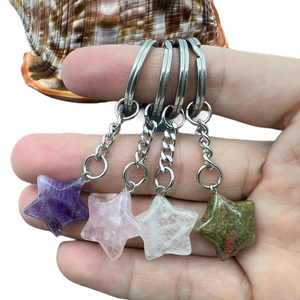 Porte-clés étoile en cristal Onyx, porte-clés en pierre de marbre, porte-clés en pierre de cristal - Product Image 5