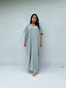 Robe Kaftan en Coton Double Gaze pour Femme – Robe d'Été, Cache-Maillot de Plage, Caftan de Vacances, Tenue de Croisière et de Soirée – Style Estival - Product Image 4