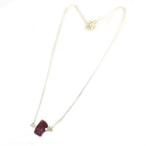 Collier chaîne à maillons en argent plaqué 925 avec pierre précieuse grenat rouge brut de style antique, cristal de guérison, pierre de naissance, bijoux pour femmes - Product Image 2