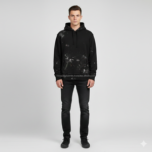 เสื้อฮู้ดดี้ผู้ชายแบบซิป พรีเมียม สตรีทแวร์ ลายการ์ตูน ทอจากโพลีเอสเตอร์/คอตตอน ป้องกันขนร่วง สไตล์ไฮสตรีท ล้างสีแบบแอซิดวอช - Product Image 1