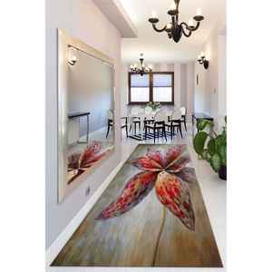 Floral Art Area Rug, <b>Red</b> Lily Flower Carpet, Watercolor Style Artistic Floor Mat,Chenille Rug - Product Image 2