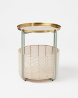 Table basse ronde de luxe en fer avec design moderne, base de rangement en corde tressée, convertible, multicolore, mobilier de salon