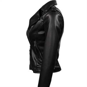 Chaqueta de cuero para mujer de alta calidad Diseño elegante Color personalizado A prueba de viento Antiarrugas Aceptar servicio OEM - Product Image 4