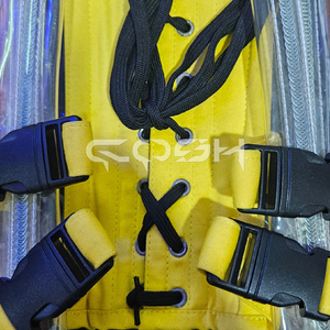 Corset tendance OEM/ODM en coton jaune avec harnais en PVC nude et bretelles réglables - Product Image 5