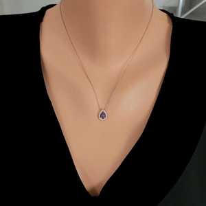 Pendentif Goutte d'Eau en Argent Sterling 925 avec Perle Rose et Blanche Sertie, Plaqué Rhodium, Design Géométrique, Matériau Principal Platine - Product Image 1