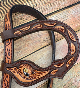 Kaamkaaj Genuine Leather Western Saddle Horse Tack <b>Set</b> Buckle Closure <b>Beaded</b> Headstall Breast Collar-Riding Customization - Product Image 5
