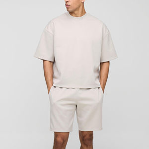 Respirant imprimé hommes ensembles courts 100% coton écologique coupe-vent élégant tenue d'été Design à la mode longueur au genou pas cher - Product Image 4