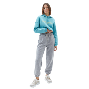 Sweat-shirt à capuche court pour femmes personnalisé 100% coton motif solide décontracté hiver Style avant Logo courte longueur respirant - Product Image 2