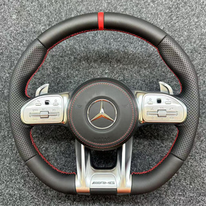 พวงมาลัยหุ้มหนังคาร์บอนไฟเบอร์เมอร์เซเดสสำหรับ G63 Mercedes Benz Cla AMG W204 W205 W211 W212 W222 W213 W218 C63 C300 C43