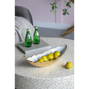Nouveau design de luxe bol décoratif à feuilles de couleur or et blanc bols de service aux fruits bols en métal pour la maison ustensiles de cuisine événements fêtes - Product Image 2