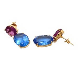 Boucles d'oreilles Hydro en argent Sterling 925 de forme ronde et ovale, bleu et rose, nouvelle collection - Product Image 1