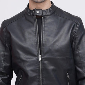 Wholesale Customizable Black <b>Leather</b> <b>Jacket</b> Full Sleeve 100% High Quality Slim Regular Fit <b>Sleeveless</b> Casual Winter <b>Jacket</b> Front - Product Image 2