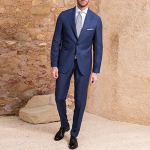 Tailored <strong>Navy</strong> Wool/Polyester Suit <strong>Jacket</strong> Men's Formal <strong>Wedding</strong> Groom Business Exquisite Two-button Breathable Waterproof Fashion - Product Image 5