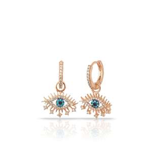 Pendientes Pequeños de Plata de Ley 925 con Ojo Turco Azuris de Turquía - Product Image 1