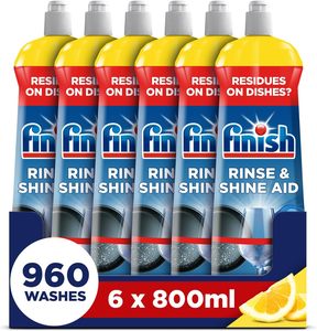 Finish Rinse & Shine Aid pour lave-vaisselle, Citron, 4,8 L (800 ml x 6 paquets) - Product Image 1