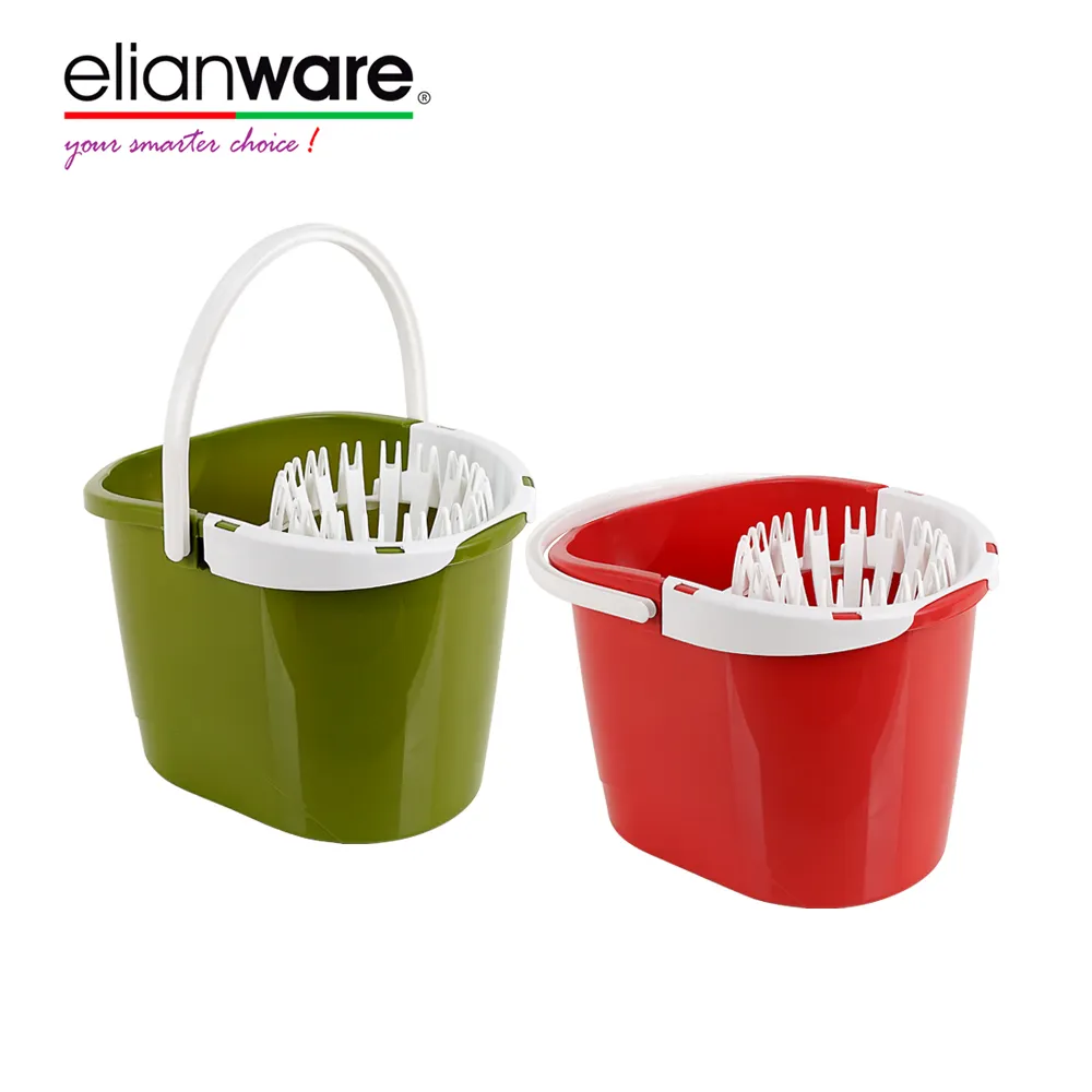 Elianware 12 Litros De Grande Capacidade Spin Squeeze Dry Mop Balde Mop Balde Com Rodas E Mão Carry Handle