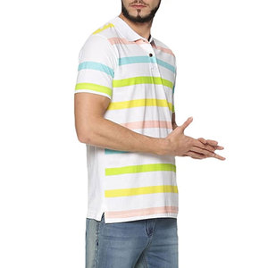 100% algodón de calidad superior para hombre a rayas para Polo, ropa informal antiarrugas, camisetas 220gsm, tela de punto OEM - Product Image 4