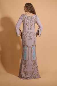 Robe caftan marocaine de luxe brodée de fleurs, décontractée, en modal, longueur cheville, pour les mariages - Product Image 5