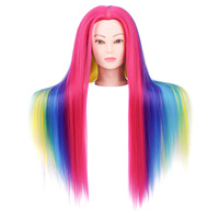 Tête de mannequin de cosmétologie avec cheveux synthétiques pour la formation en tressage, coiffage et coupe, idéale pour les salons et les écoles