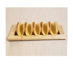 Tortillas de madera de acacia Burritos Taco Rack diseño atractivo Artículos para el hogar y la cocina forma rectangular y venta caliente