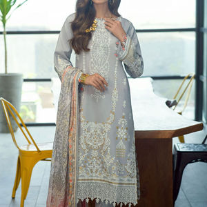 Costume de pelouse pakistanais robe Punjabi matériel tenue décontracté brodé moderne Salwar Kameez Dupatta femmes 3 pièces costume de fête vente - Product Image 6