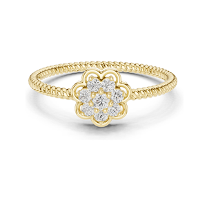 Bague Fleur en Diamant de Laboratoire 0,135 CT pour Femme, Clarté VVS-VS EF, Or 18KT, 14KT, 10KT et Argent 925, Or Rose, Or Jaune, Or Blanc - Product Image 3