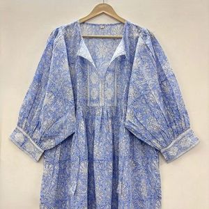 High Street Goth-Elegant Midi Dress Hand Block Printed Casual Summer Clothes Breathable for Office Lady Club Sizes XL 5XL ODM - Product Image 5