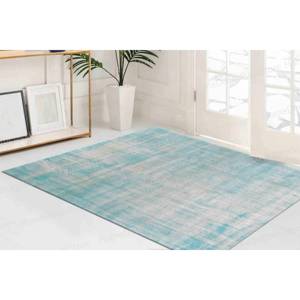 Blue Flat Printed <b>Rug</b>: <b>Boho</b> Minimal Moroccan Design Turkish Office Decor,Nonwoven Soft <b>Rug</b> - Product Image 1