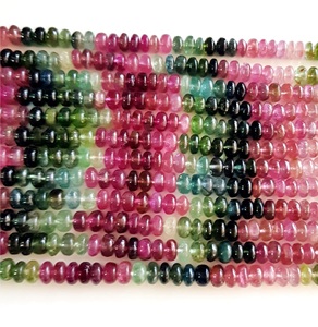 เครื่องประดับพลอยทัวร์มาลีนธรรมชาติหลายทําหินหลายสีหินลูกปัดเรียบ - Product Image 3