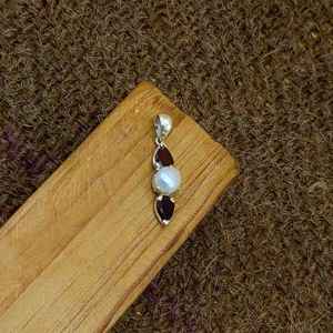 Grenat et perle Gemstone 925 Solid Silver Prong Setting Necklace For Women Fine Pendant Chain Necklace Bohemian Necklace Gifts - Product Image 4