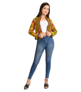 Handmade Quilted Women's Reversible Cotton Quilting Jacket Long Single Button <b>Coat</b> with Hand <b>Stitched</b> Block Print Floral Design - Product Image 2